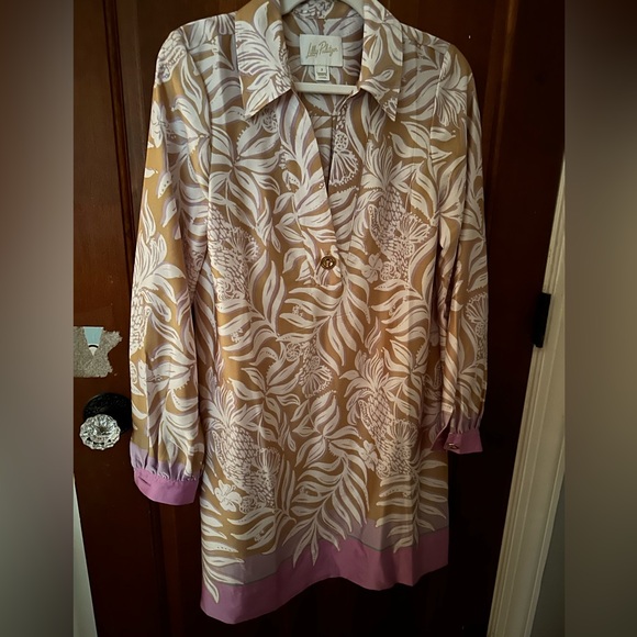 Lilly Pulitzer Tan and Pink Long Sleeve Dress - Picture 2 of 5